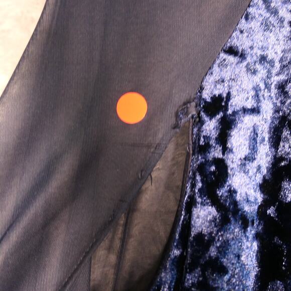 RM Richards Maxi Velour Velvet Dress Women 12 Blue Attached Cape Evening Elegant - Picture 5 of 13